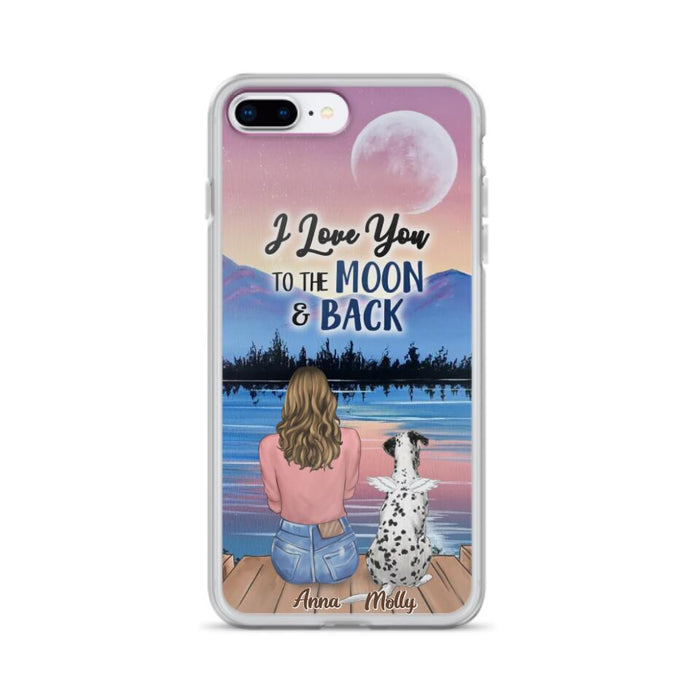 Custom Personalized Memorial Pet Phone Case - Upto 4 Pets - Gift For Dog/Cat Lover - I Love You To The Moon & Back - Case For iPhone And Samsung