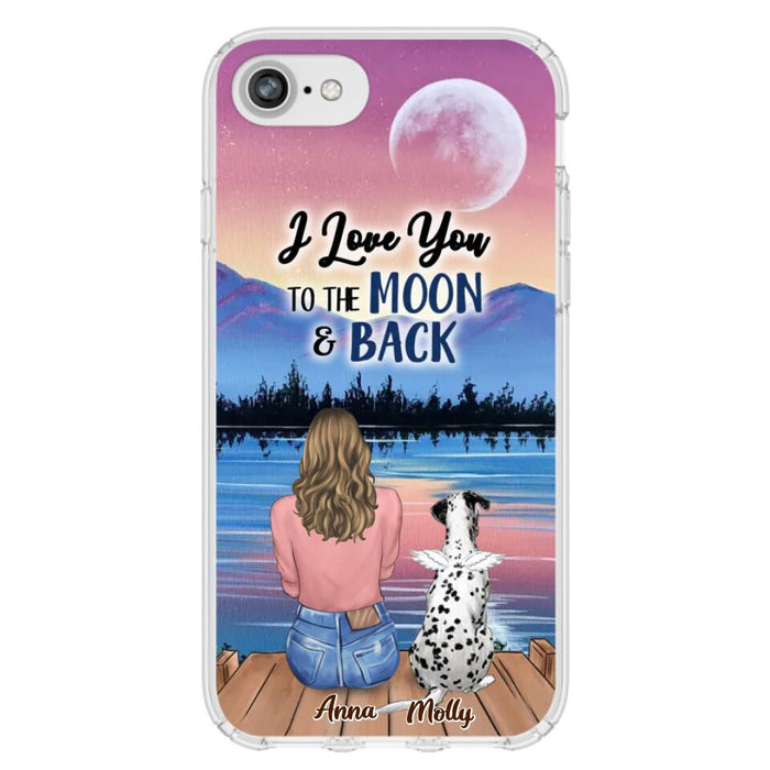 Custom Personalized Memorial Pet Phone Case - Upto 4 Pets - Gift For Dog/Cat Lover - I Love You To The Moon & Back - Case For iPhone And Samsung