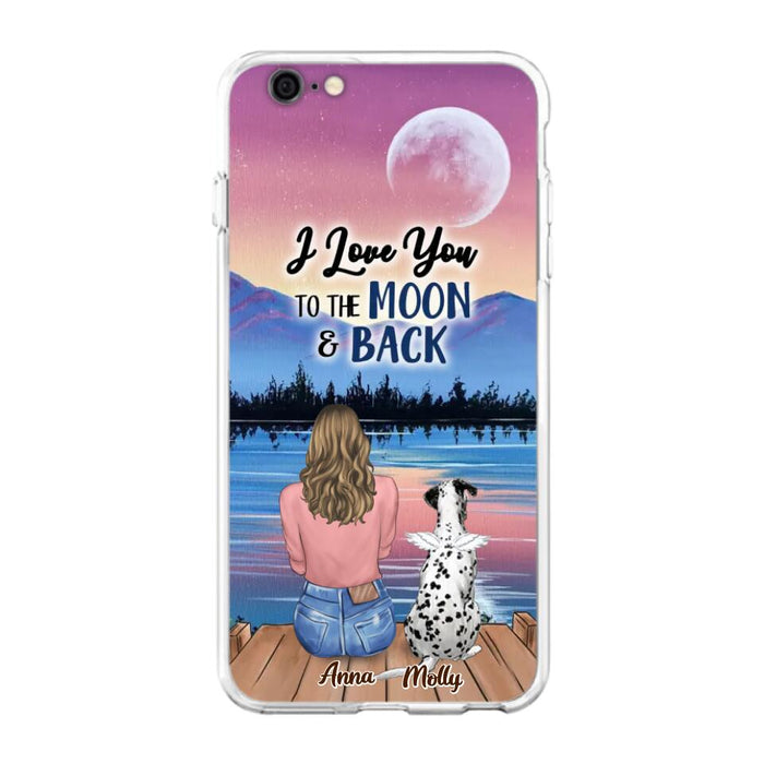 Custom Personalized Memorial Pet Phone Case - Upto 4 Pets - Gift For Dog/Cat Lover - I Love You To The Moon & Back - Case For iPhone And Samsung