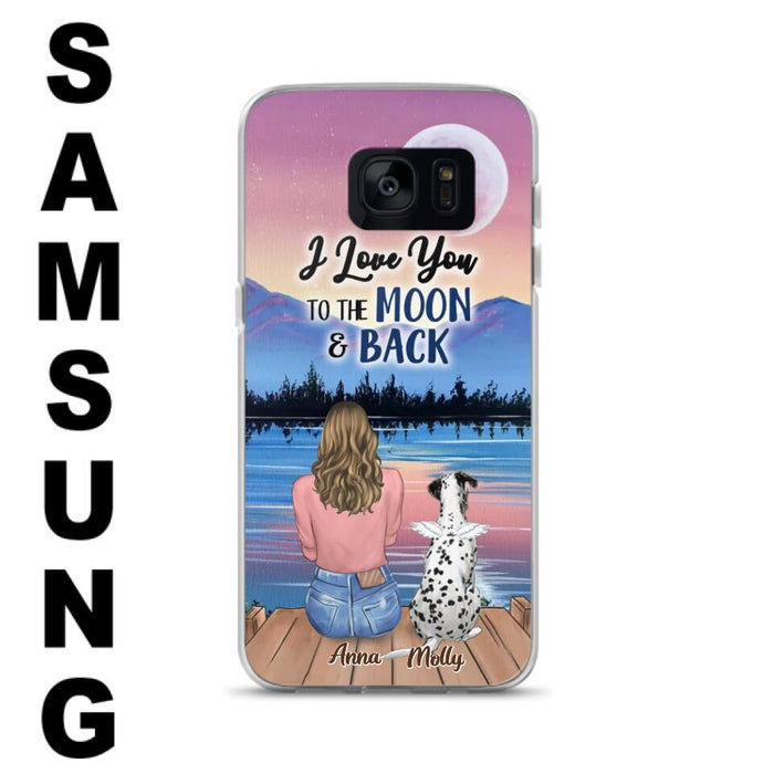 Custom Personalized Memorial Pet Phone Case - Upto 4 Pets - Gift For Dog/Cat Lover - I Love You To The Moon & Back - Case For iPhone And Samsung