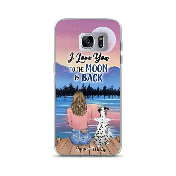 Custom Personalized Memorial Pet Phone Case - Upto 4 Pets - Gift For Dog/Cat Lover - I Love You To The Moon & Back - Case For iPhone And Samsung