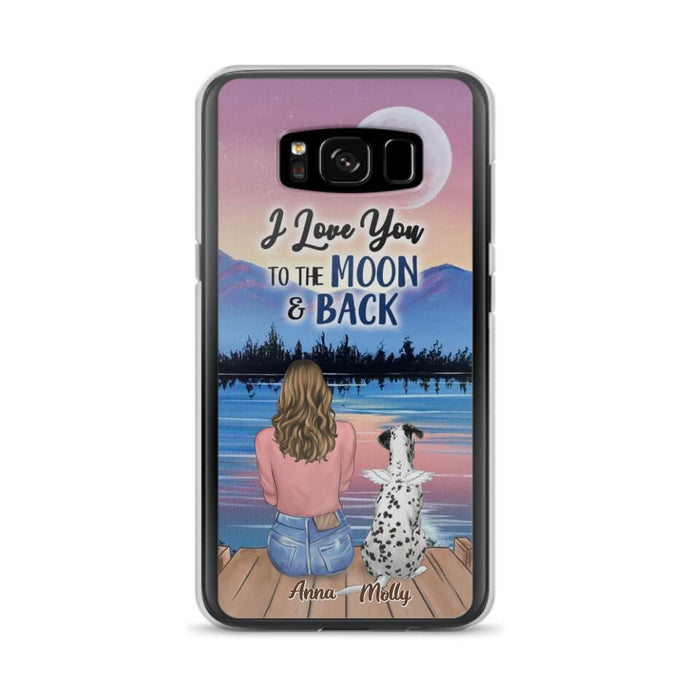 Custom Personalized Memorial Pet Phone Case - Upto 4 Pets - Gift For Dog/Cat Lover - I Love You To The Moon & Back - Case For iPhone And Samsung