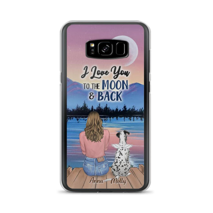 Custom Personalized Memorial Pet Phone Case - Upto 4 Pets - Gift For Dog/Cat Lover - I Love You To The Moon & Back - Case For iPhone And Samsung