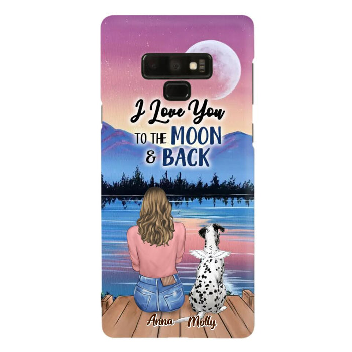 Custom Personalized Memorial Pet Phone Case - Upto 4 Pets - Gift For Dog/Cat Lover - I Love You To The Moon & Back - Case For iPhone And Samsung