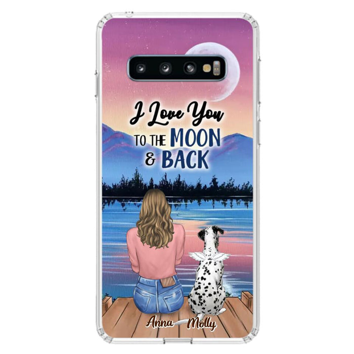 Custom Personalized Memorial Pet Phone Case - Upto 4 Pets - Gift For Dog/Cat Lover - I Love You To The Moon & Back - Case For iPhone And Samsung