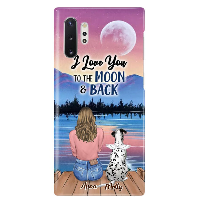 Custom Personalized Memorial Pet Phone Case - Upto 4 Pets - Gift For Dog/Cat Lover - I Love You To The Moon & Back - Case For iPhone And Samsung