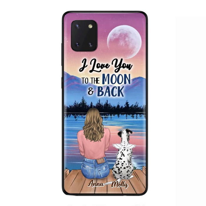 Custom Personalized Memorial Pet Phone Case - Upto 4 Pets - Gift For Dog/Cat Lover - I Love You To The Moon & Back - Case For iPhone And Samsung