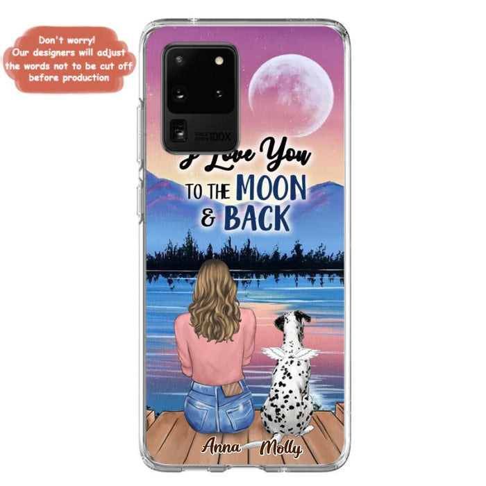 Custom Personalized Memorial Pet Phone Case - Upto 4 Pets - Gift For Dog/Cat Lover - I Love You To The Moon & Back - Case For iPhone And Samsung