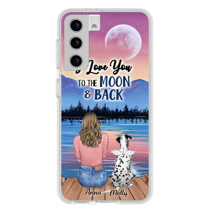 Custom Personalized Memorial Pet Phone Case - Upto 4 Pets - Gift For Dog/Cat Lover - I Love You To The Moon & Back - Case For iPhone And Samsung