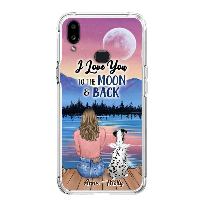 Custom Personalized Memorial Pet Phone Case - Upto 4 Pets - Gift For Dog/Cat Lover - I Love You To The Moon & Back - Case For iPhone And Samsung