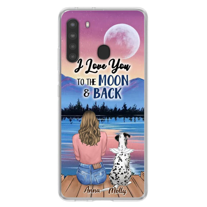 Custom Personalized Memorial Pet Phone Case - Upto 4 Pets - Gift For Dog/Cat Lover - I Love You To The Moon & Back - Case For iPhone And Samsung