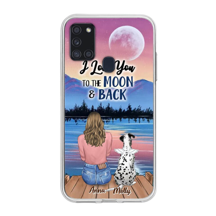 Custom Personalized Memorial Pet Phone Case - Upto 4 Pets - Gift For Dog/Cat Lover - I Love You To The Moon & Back - Case For iPhone And Samsung