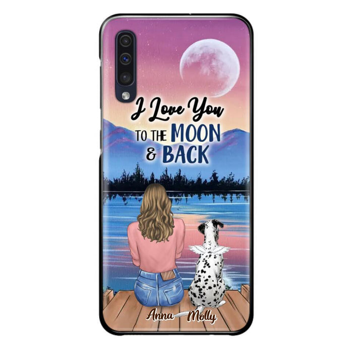 Custom Personalized Memorial Pet Phone Case - Upto 4 Pets - Gift For Dog/Cat Lover - I Love You To The Moon & Back - Case For iPhone And Samsung