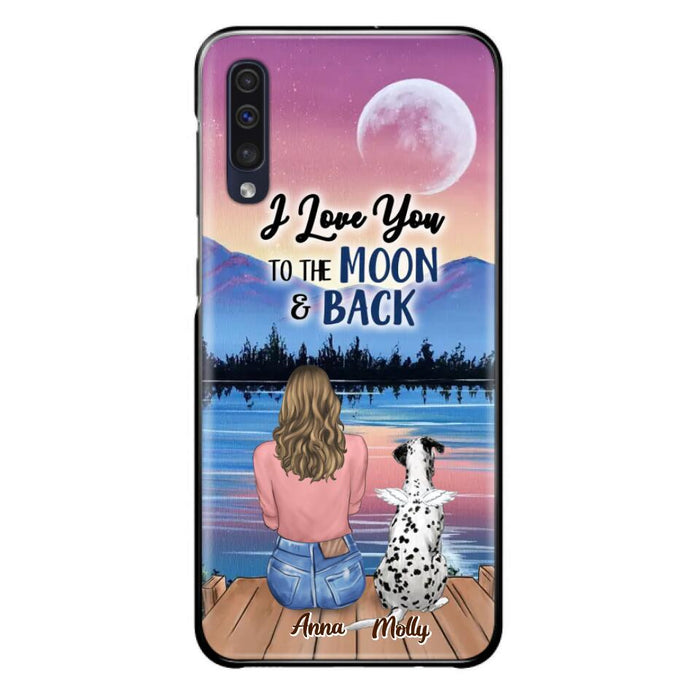 Custom Personalized Memorial Pet Phone Case - Upto 4 Pets - Gift For Dog/Cat Lover - I Love You To The Moon & Back - Case For iPhone And Samsung