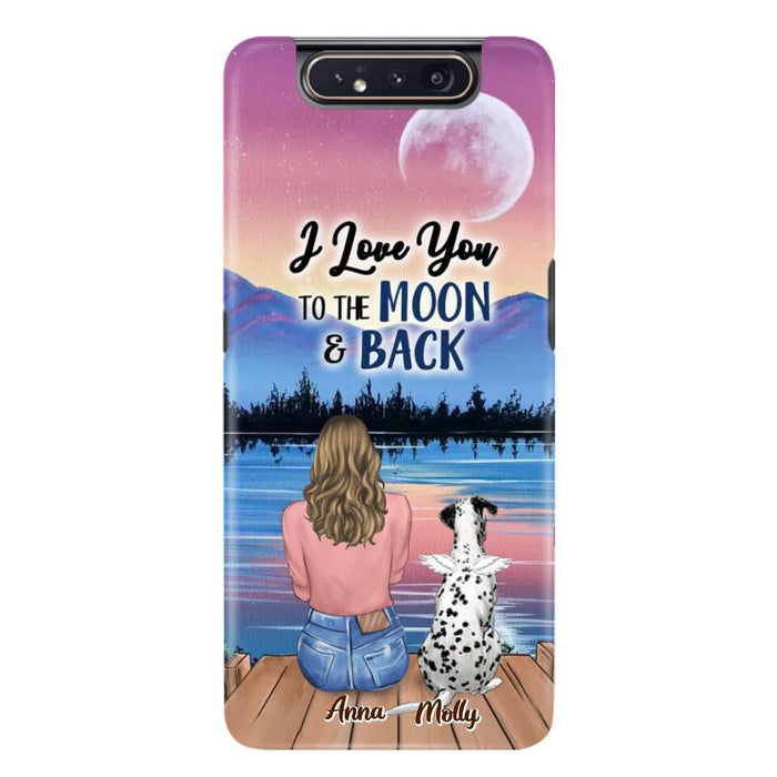 Custom Personalized Memorial Pet Phone Case - Upto 4 Pets - Gift For Dog/Cat Lover - I Love You To The Moon & Back - Case For iPhone And Samsung