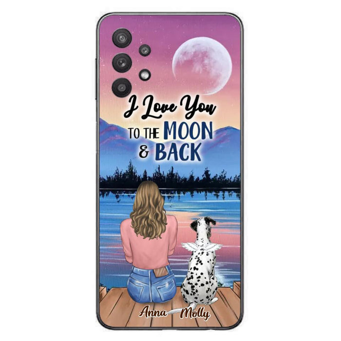 Custom Personalized Memorial Pet Phone Case - Upto 4 Pets - Gift For Dog/Cat Lover - I Love You To The Moon & Back - Case For iPhone And Samsung