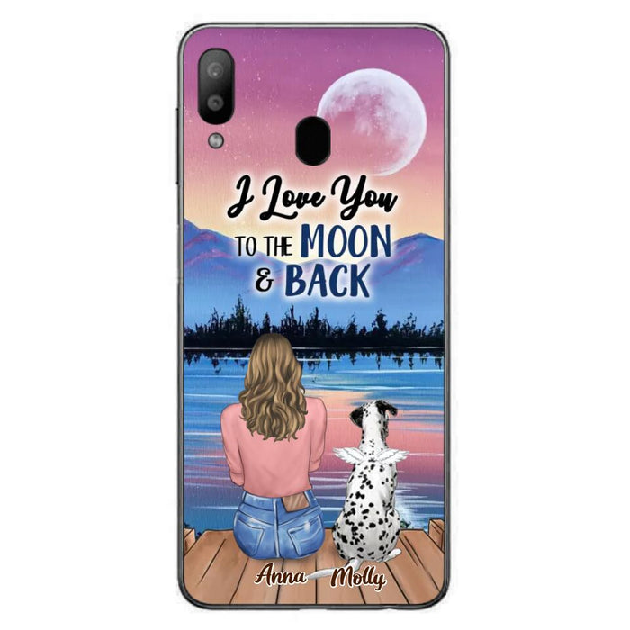 Custom Personalized Memorial Pet Phone Case - Upto 4 Pets - Gift For Dog/Cat Lover - I Love You To The Moon & Back - Case For iPhone And Samsung