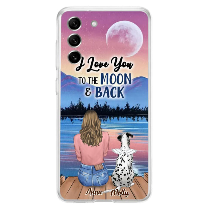 Custom Personalized Memorial Pet Phone Case - Upto 4 Pets - Gift For Dog/Cat Lover - I Love You To The Moon & Back - Case For iPhone And Samsung