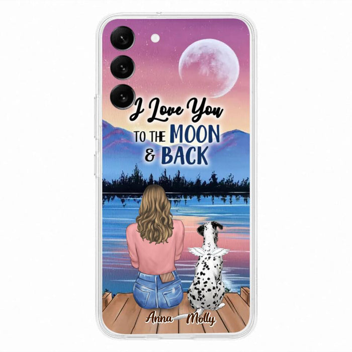 Custom Personalized Memorial Pet Phone Case - Upto 4 Pets - Gift For Dog/Cat Lover - I Love You To The Moon & Back - Case For iPhone And Samsung