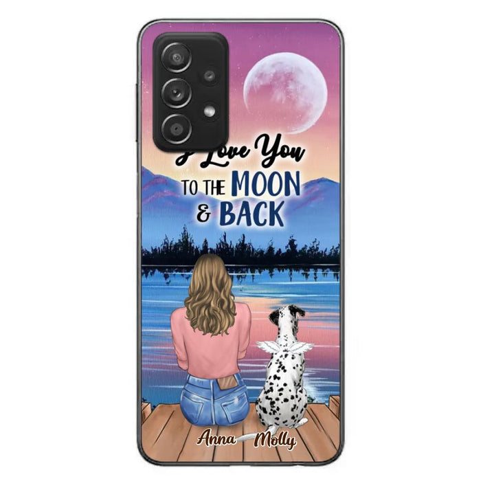 Custom Personalized Memorial Pet Phone Case - Upto 4 Pets - Gift For Dog/Cat Lover - I Love You To The Moon & Back - Case For iPhone And Samsung