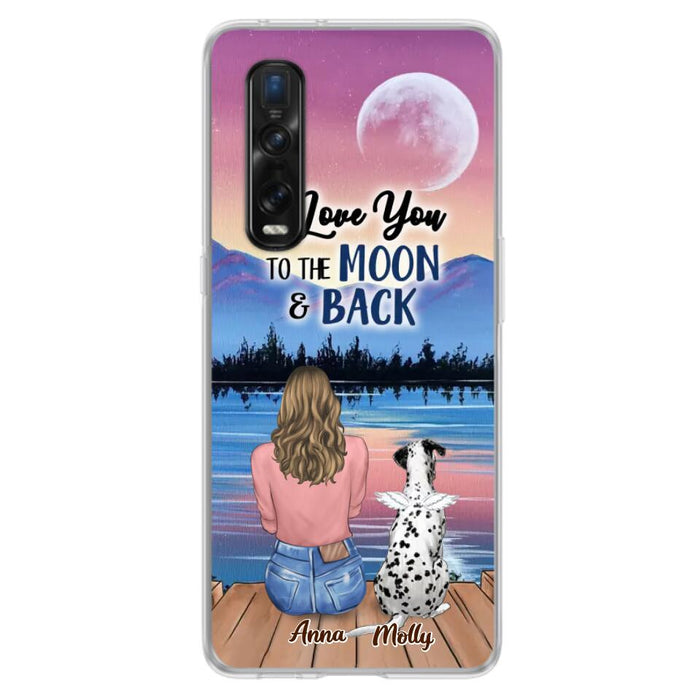 Custom Personalized Memorial Pet Phone Case - Upto 4 Pets - Gift For Dog/Cat Lover - I Love You To The Moon & Back - Case For Xiaomi, Oppo And Huawei