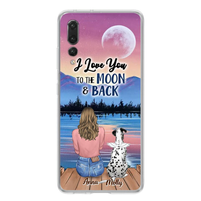 Custom Personalized Memorial Pet Phone Case - Upto 4 Pets - Gift For Dog/Cat Lover - I Love You To The Moon & Back - Case For Xiaomi, Oppo And Huawei