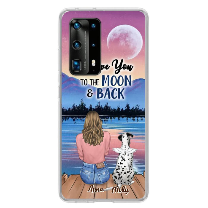 Custom Personalized Memorial Pet Phone Case - Upto 4 Pets - Gift For Dog/Cat Lover - I Love You To The Moon & Back - Case For Xiaomi, Oppo And Huawei