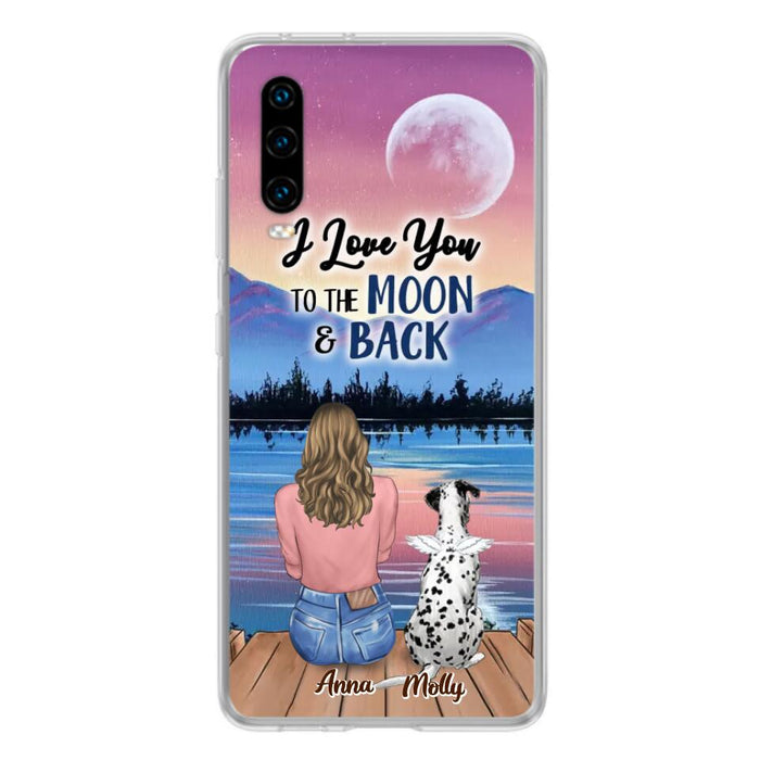 Custom Personalized Memorial Pet Phone Case - Upto 4 Pets - Gift For Dog/Cat Lover - I Love You To The Moon & Back - Case For Xiaomi, Oppo And Huawei