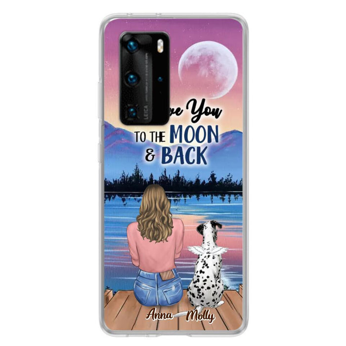 Custom Personalized Memorial Pet Phone Case - Upto 4 Pets - Gift For Dog/Cat Lover - I Love You To The Moon & Back - Case For Xiaomi, Oppo And Huawei