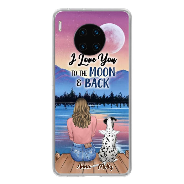 Custom Personalized Memorial Pet Phone Case - Upto 4 Pets - Gift For Dog/Cat Lover - I Love You To The Moon & Back - Case For Xiaomi, Oppo And Huawei