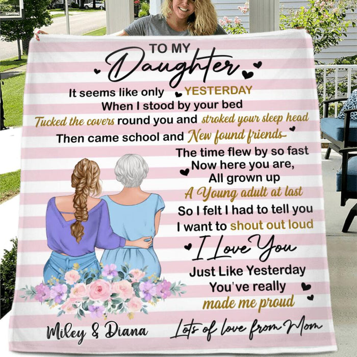 Custom Personalized To My Daughter Quilt/Fleece Blanket - Gift Idea For Daughter From Mom - It Seems Like Only Yesterday