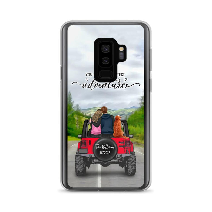 Custom Personalized Off-Road Couple Phone Case - Couple With Upto 4 Dogs- Gift Idea For Couple/ Dog Lover - You Are My Greatest Adventure - Case For iPhone And Samsung