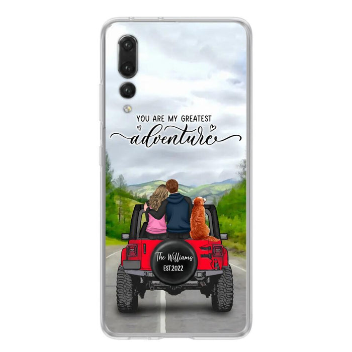 Custom Personalized Off-Road Couple Phone Case - Couple With Upto 4 Dogs- Gift Idea For Couple/ Dog Lover - You Are My Greatest Adventure - Case For Xiaomi, Oppo And Huawei