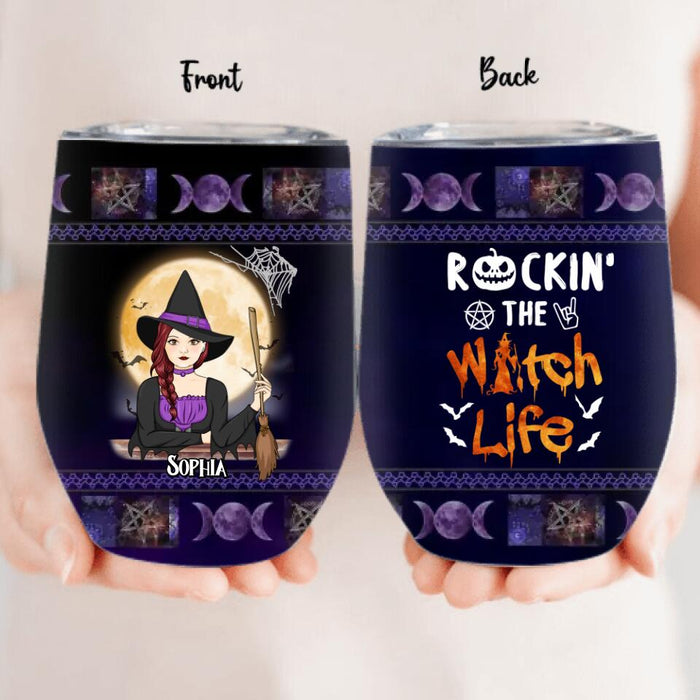 Custom Personalized Witch Wine Tumbler - Halloween Gift Idea - Rockin' The Witch Life