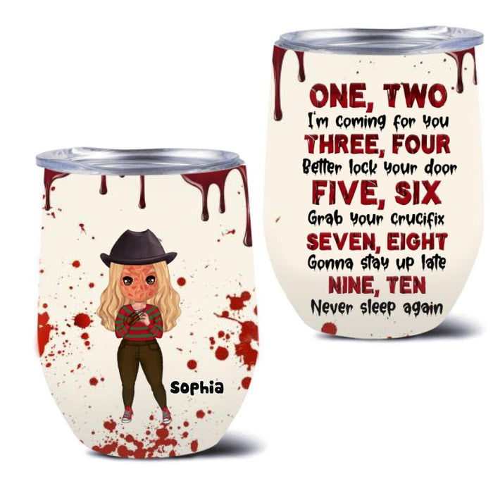 Custom Personalized Horror Wine Tumbler - Gift Idea For Halloween/ Birthday - I'm Coming For You