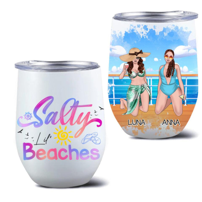 Custom Personalized Cruising Friends Wine Tumbler - Upto 4 People - Gift Idea For Friends - Salty Lil' Beaches