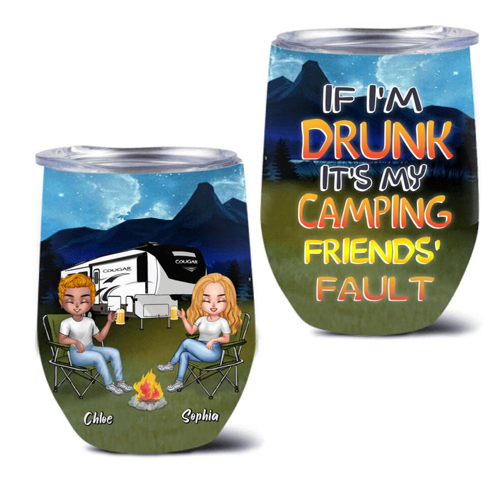 Custom Personalized Camping Friends Wine Tumbler - Upto 7 People - Gift Idea For Friends/ Camping Lover - Life Is Better When You're Camping With Friends