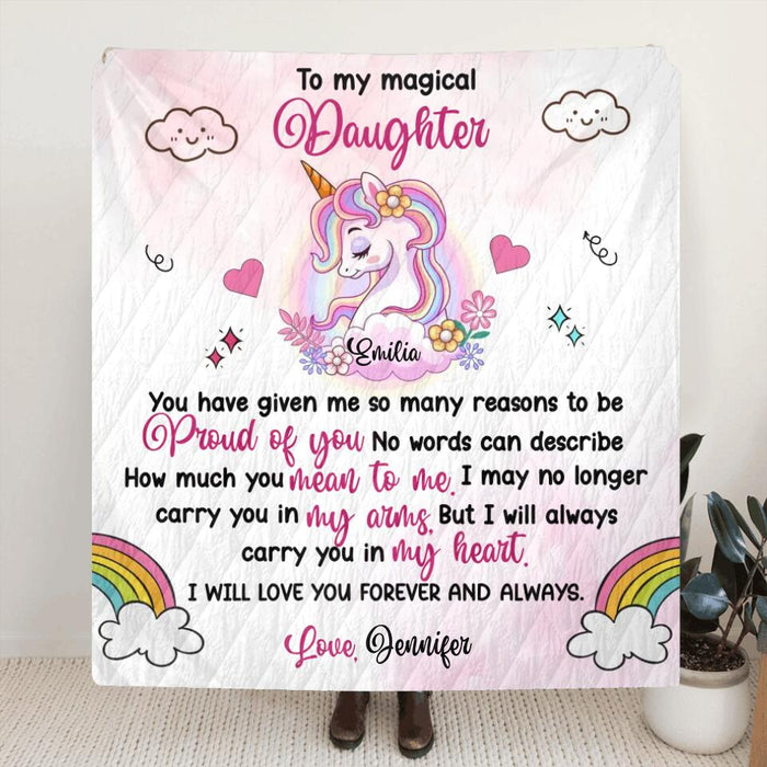 Custom Personalized Magical Daughter Single Layer Fleece/ Quilt/ Pillow Cover - Gift Idea For Daughter - I Will Live You Forever And Always