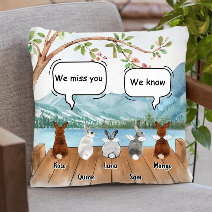 Custom Personalized Memorial Rabbits Quilt/Fleece Blanket/Pillow Cover - Upto 5 Rabbits - Memorial Gift Idea For Rabbits Owners