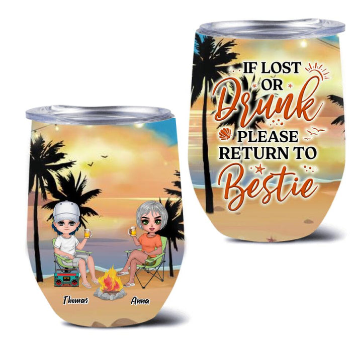 Custom Personalized Best Friends Wine Tumbler - Up to 4 People - If Lost or Drunk Please Return To Bestie