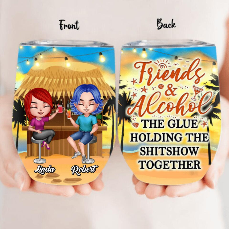 Personalized Friends Wine Tumbler - Up to 4 People - Gift Idea For Friends - Friends And Alcohol