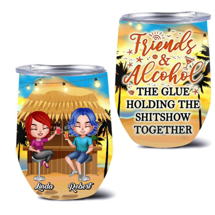 Custom Personalized Friends Wine Tumbler - Upto 4 People - Gift Idea For Friends - Friends And Alcohol