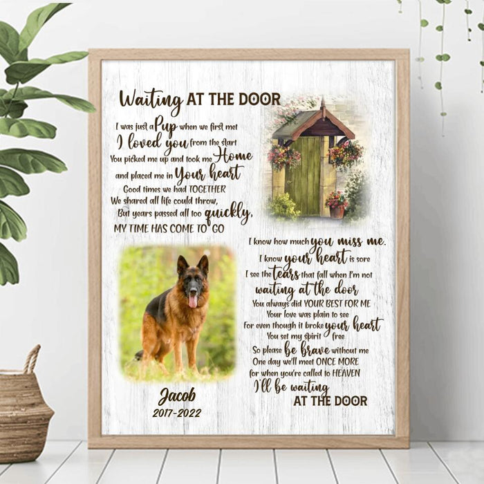 Custom Personalized Memorial Dog Poster - Upload Photo - Memorial Gift For Dog Lover - Waiting At The Door