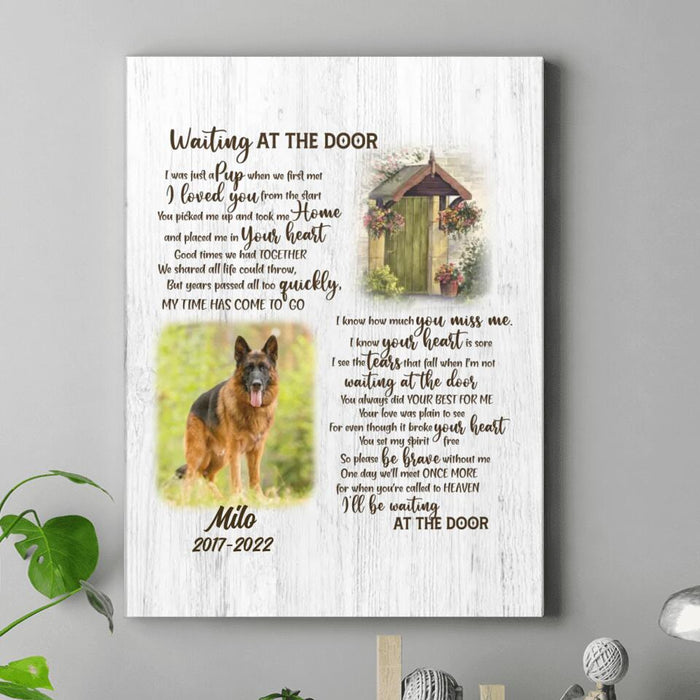 Custom Personalized Memorial Dog Canvas - Upload Photo - Memorial Gift For Dog Lover - Waiting At The Door