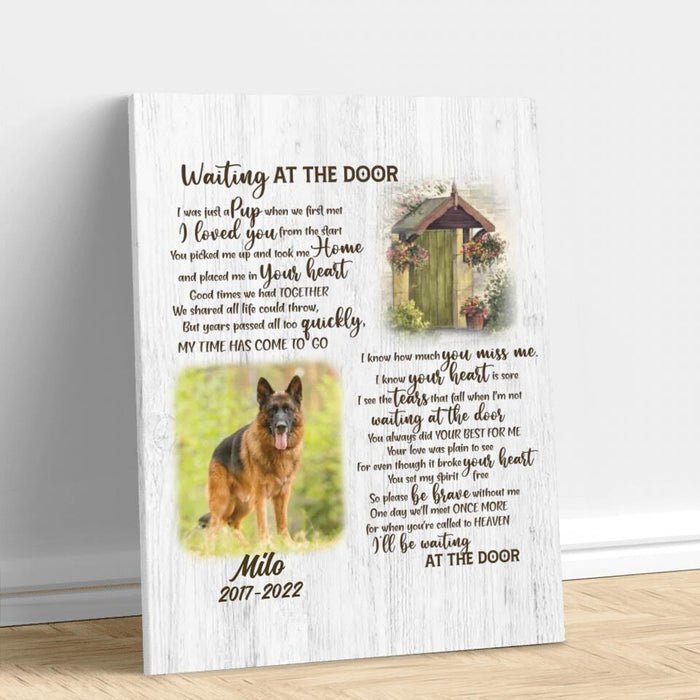 Custom Personalized Memorial Dog Canvas - Upload Photo - Memorial Gift For Dog Lover - Waiting At The Door