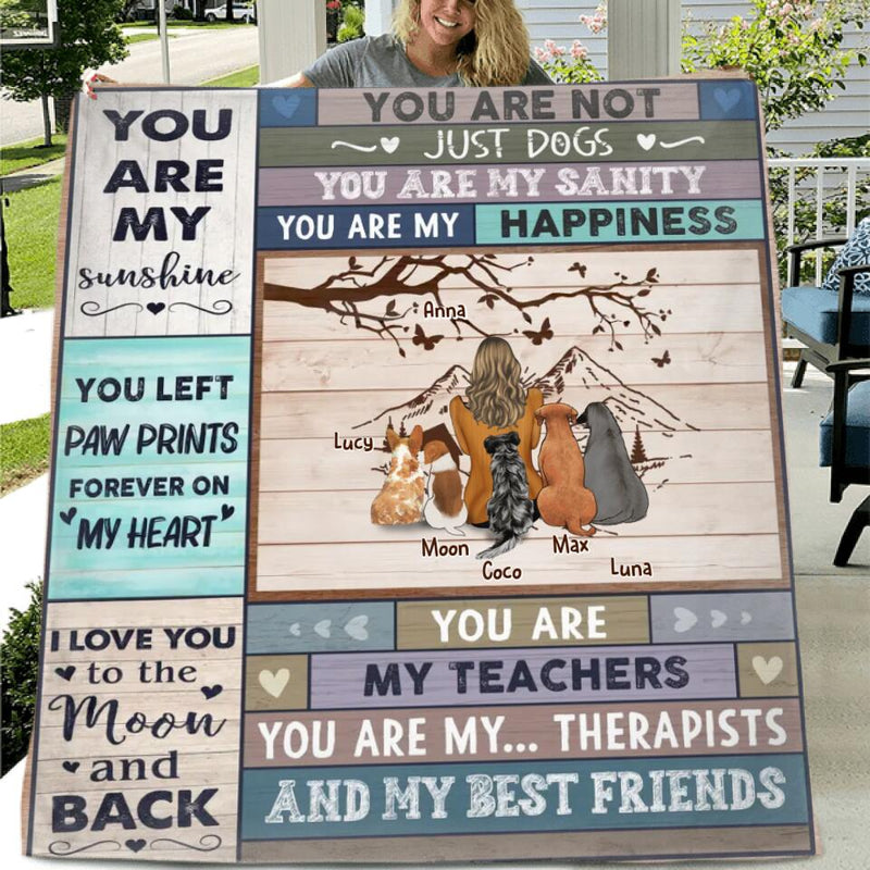 Personalized Pet Mom/Dad Quilt/Fleece Throw Blanket - Gift Idea For Dog/Cat Lovers - Up to 5 Dogs/Cats - You Are Not Just Dogs