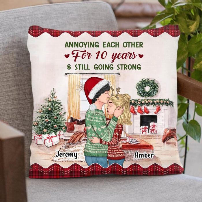 Custom Personalized Christmas Couple Fleece/ Quilt Blanket/Pillow Cover - Christmas/Anniversary Gift Idea For Couple - Annoying Each Other For Years And Still Going Strong