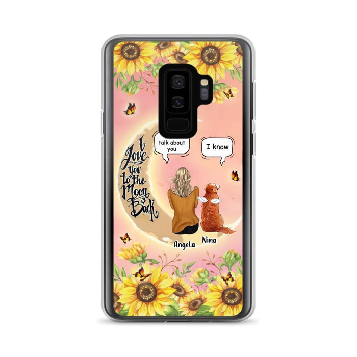 Custom Personalized Memorial Pet Sunflower Phone Case - Adult/Couple With Upto 4 Pets - Memorial Gift Idea For Dog/Cat Lovers - I Love You To The Moon & Back - Case For iPhone & Samsung