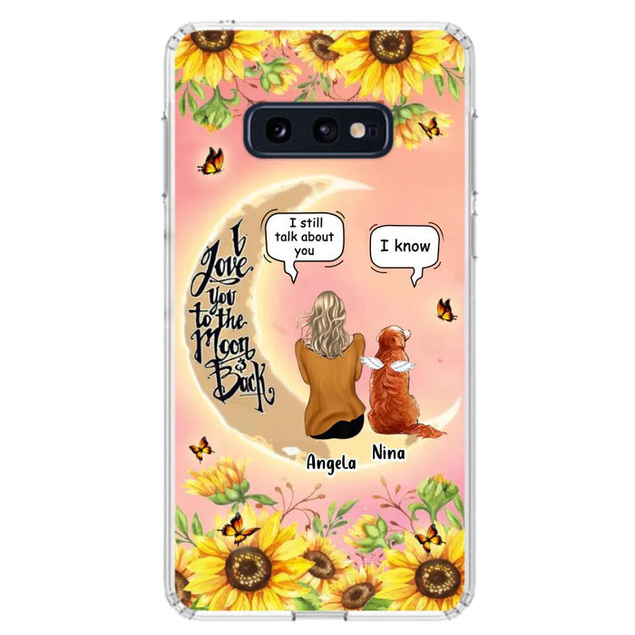 Custom Personalized Memorial Pet Sunflower Phone Case - Adult/Couple With Upto 4 Pets - Memorial Gift Idea For Dog/Cat Lovers - I Love You To The Moon & Back - Case For iPhone & Samsung