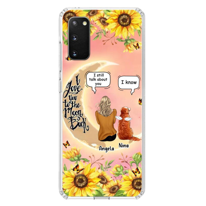 Custom Personalized Memorial Pet Sunflower Phone Case - Adult/Couple With Upto 4 Pets - Memorial Gift Idea For Dog/Cat Lovers - I Love You To The Moon & Back - Case For iPhone & Samsung